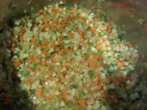 Softening the other root vegetables - carrots, turnips, potatoes